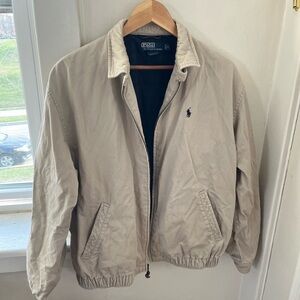 Ralph Lauren Beige Zip-Up Jacket with Polo Logo Vintage Rare